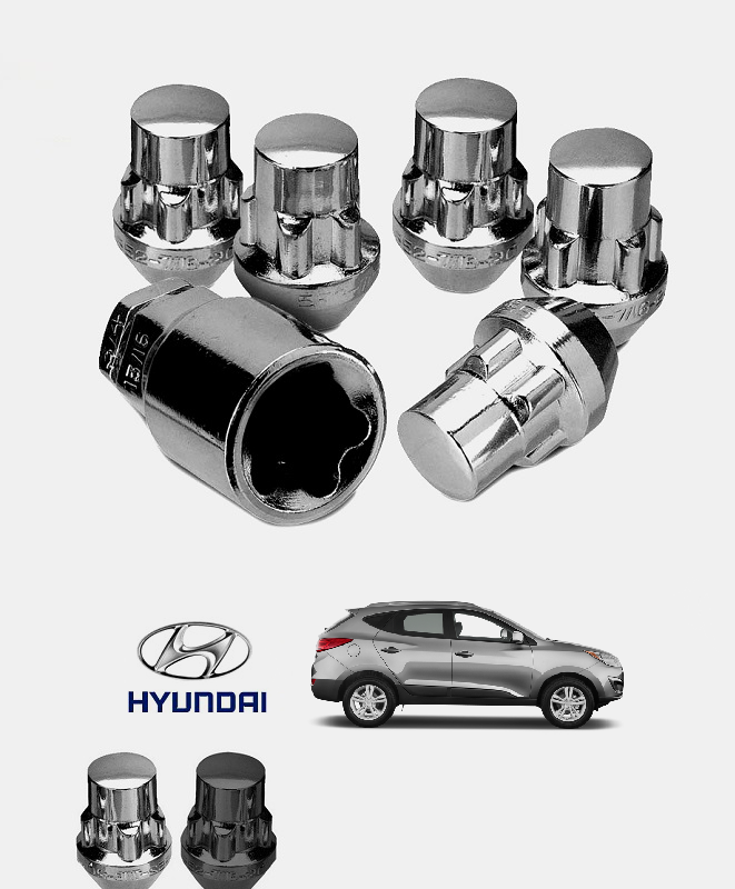 Tuner Verrouillage Écrous de Roue Chrome 12x1.5 pour Hyundai IX20 IX35