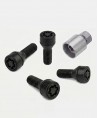 Boulons antivol de roues noir M14X1.5 assise conique 60° filetage 25mm