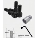 Antivol de roues noir M14X1.25 assise conique 60° filetage 43mm