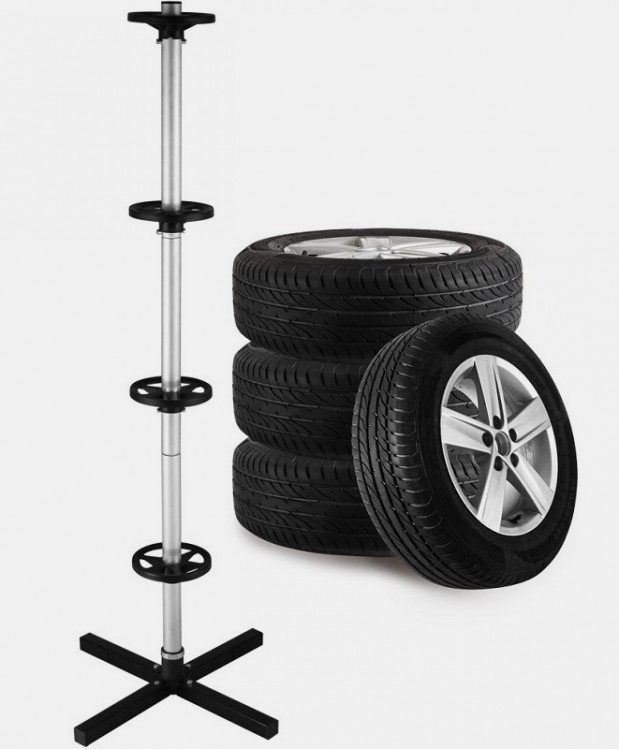 Support mobile de rangement de roues auto pour garage (4 jantes/pneus)