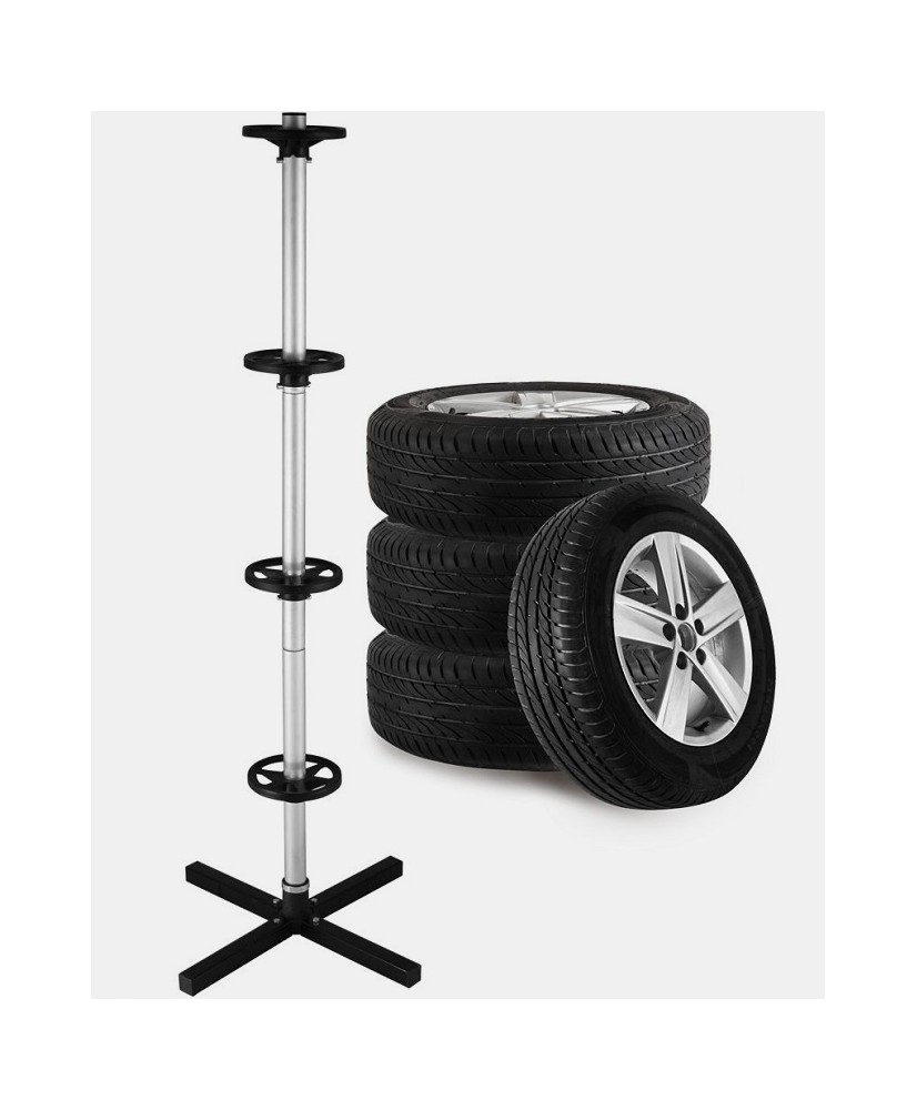 WilTec Support de Rangement Mobile pour pneus Range Jantes Jusqu’à 225 mm Arbre à pneus Garage Cave 