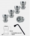 Écrous antivol de roues longs M14X1.5 assise conique 60°
