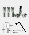 Vis antivol de roues M12X1.5 compactes à diamètre réduit et assise conique 60° filetage 26mm