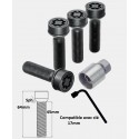 Vis antivol de roues M14X1.5 noir assise sphérique filetage 45mm