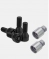 Vis antivol de roues noir M12X1.5 assise conique 60° filetage 25mm