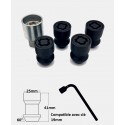 Écrous antivol de roues noir longs M14X1.5 assise conique 60°