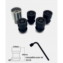 Écrous antivol de roues noir M14X1.5 assise conique 60°