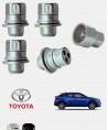 Écrous antivol de roues haute sécurité Toyota C-HR (AX10) M12X1.5 assise plate avec caches chrome ou noir 